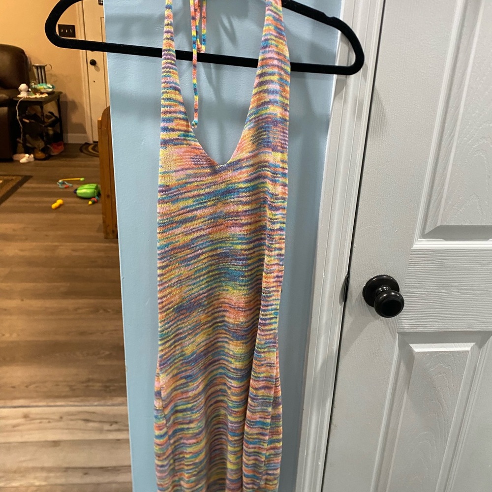 Multicolor Knit Halter Dress